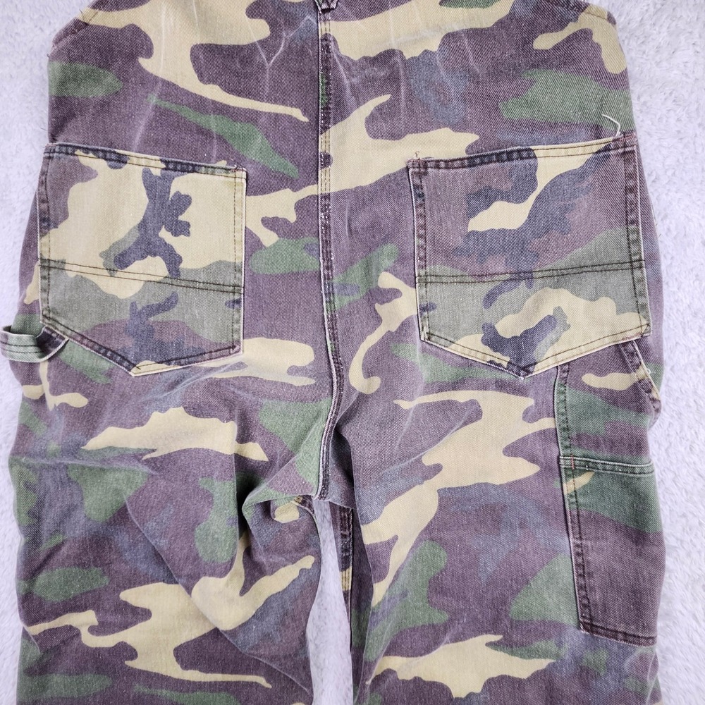 VTG Liberty Overalls Bib 40x29 Double Knee Woodland Camo Hunting 80s 90s Utility - Picture 8 of 12
